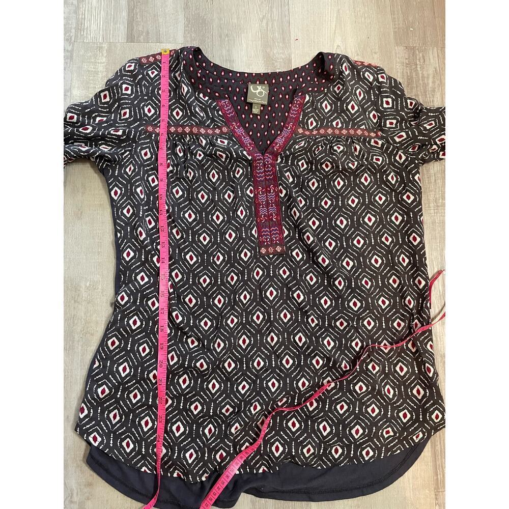One September Anthropologie Mataura Gray Geometric Embroidered Top Size S. - Picture 9 of 13